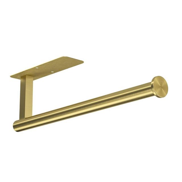 ASTOFLI Brushed Gold Paper Towel Holder Wall Mount, Self Adhesive Paper Towel Holder Gold, Gold Paper Towel Holder Under Cabinet No Drilling, Brushed Brass Paper Towel Holder RV, Kitchen Decor