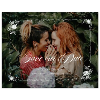 White Bordered Wedding Digital Save the Date - Pontus Photo