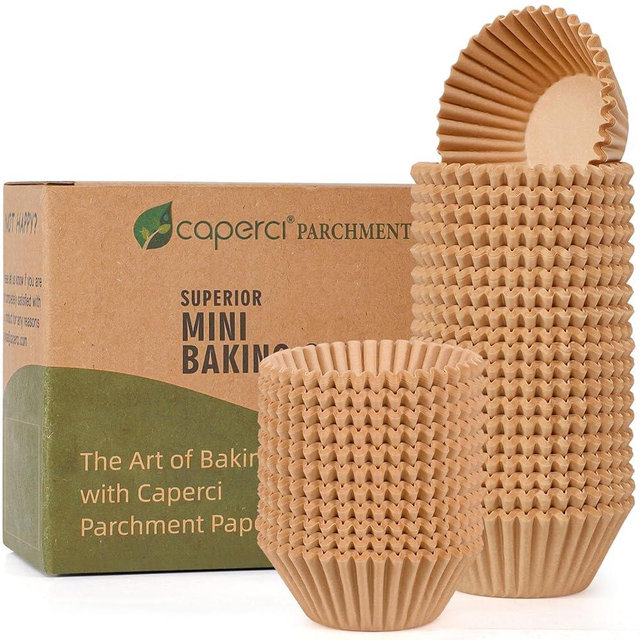 Caperci Parchment 400pcs Mini Cupcake Liners for Baking - Natural Paper Muffin Liners for Mini Muffin Pan, Balanced Non-Stick/Excellent Grease-proof, No Smell, Food Grade (Natural)