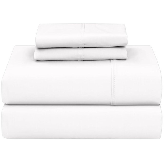 RUVANTI 100% Cotton Sheets - Crispy Cooling Percale Sheets for Queen Size Bed, Breathable & Durable Queen Sheet Set, 16 Inches Deep Pocket Bed Sheets, Milky White, 4 Pieces