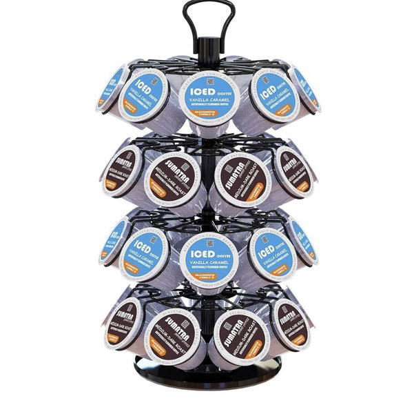 36 K Cup Pod Carousel Easy Assembly Design K Cup Holders,K Cup Holder, K Cups Holder,K Cup Carousel, 4-Tier Coffee Pods Holder Storage Organizer Stand,Glossy Black