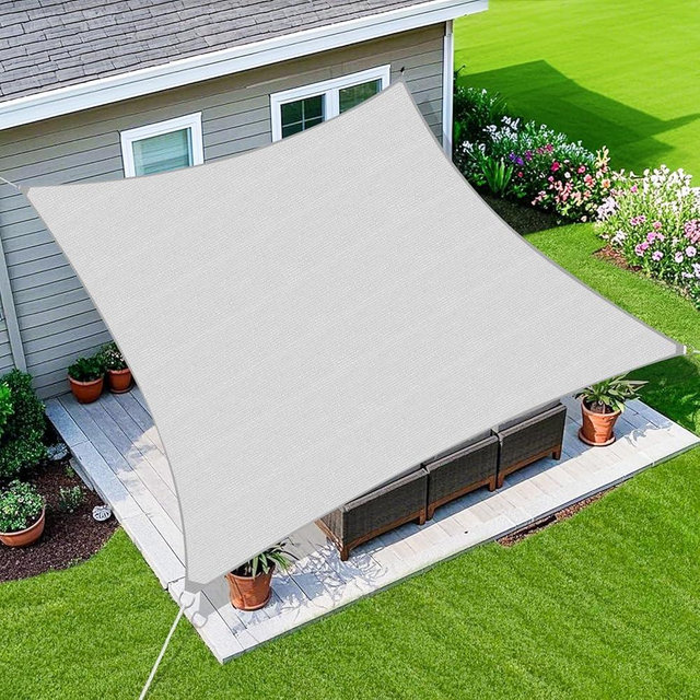 Amagenix Sun Shade Sail 20'X20' Curved Edge Outdoor Shade Canopy Light Grey Breathable 95% UV Block Shade Cloth for Patio Garden Backyard (We Make Custom Size)