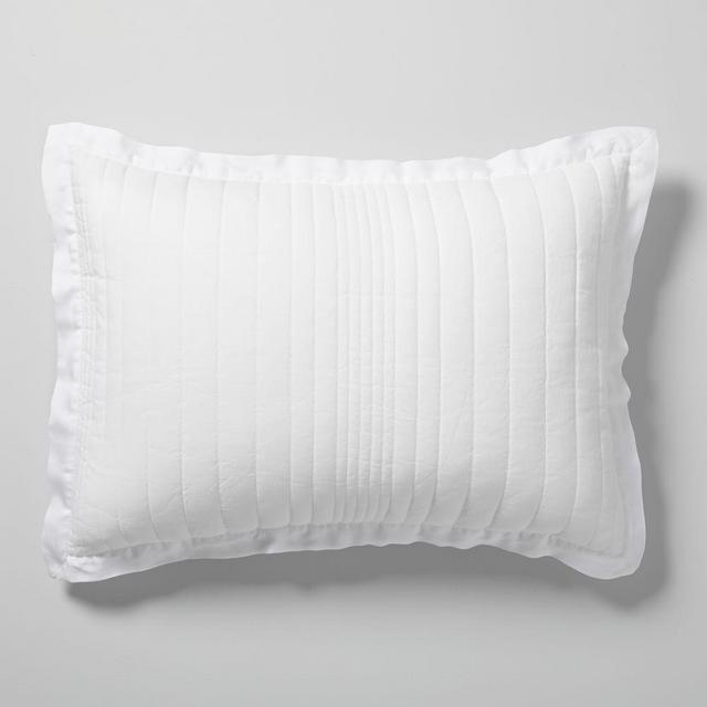 Belgian Flax Linen Linework Standard Sham, White