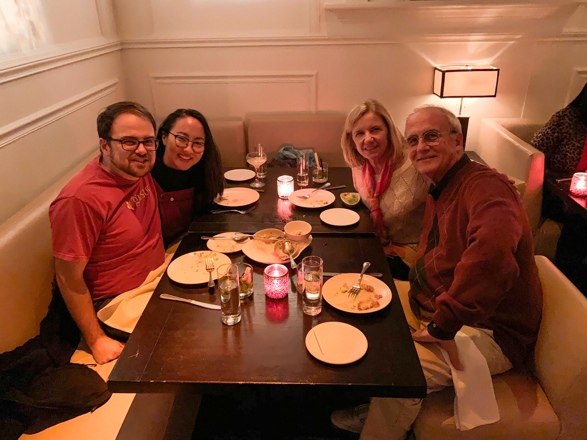 One of the many tasty meals shared with Michael's parents. This one was for Michael, Ayoung, and Mr. Campbell's birthday-- which respectively fall on Oct 31st, Nov 5th, & Nov 6th! November, 2019.