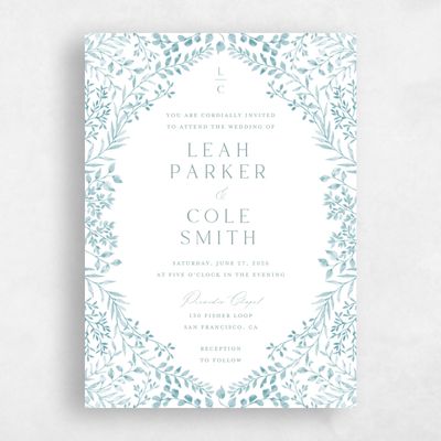 Blue Sage Wedding Invitation - Ronneby Portrait