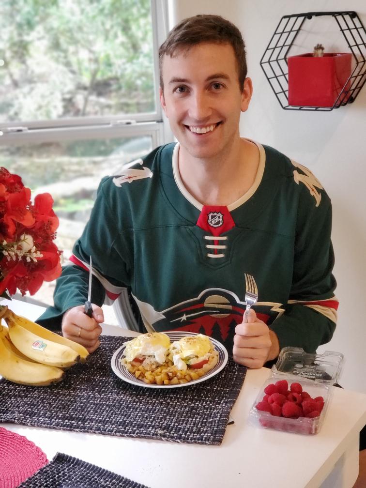 Ben’s birthday breakfast (made by me). His favorite Eggs Benny!