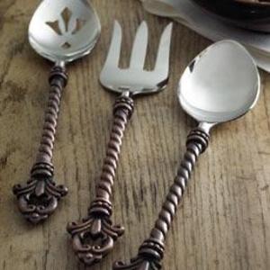 GG COLLECTION Fleur De Lis Hostess Set Serving Fork, Spoon & Pierced Spoon
