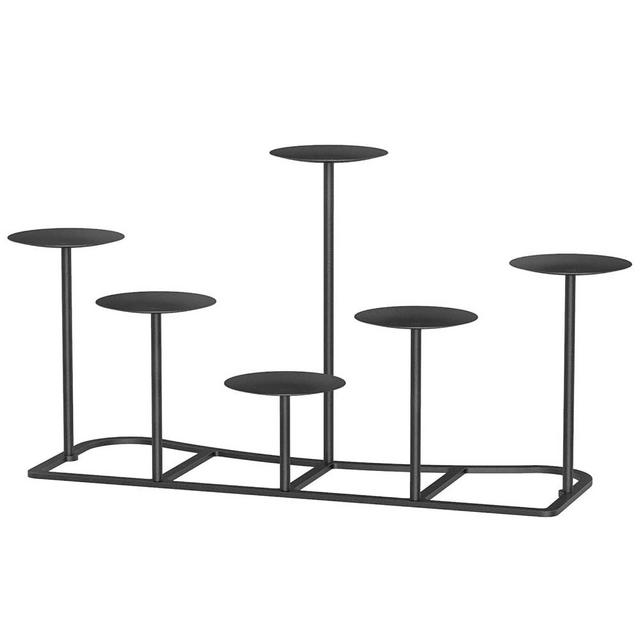 QIKADSEN Black Pillar Candle Holders Fireplace Candelabra for Home Decor Iron Candle Holder DIY 6