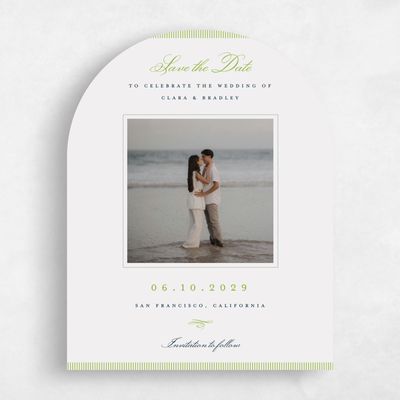 Green Arch Wedding Save the Date - Dinard Photo