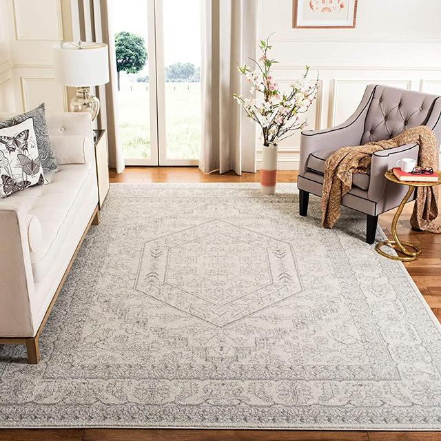 Safavieh Adirondack Collection ADR108B Ivory and Silver Oriental Vintage Medallion Area Rug (10' x 14')