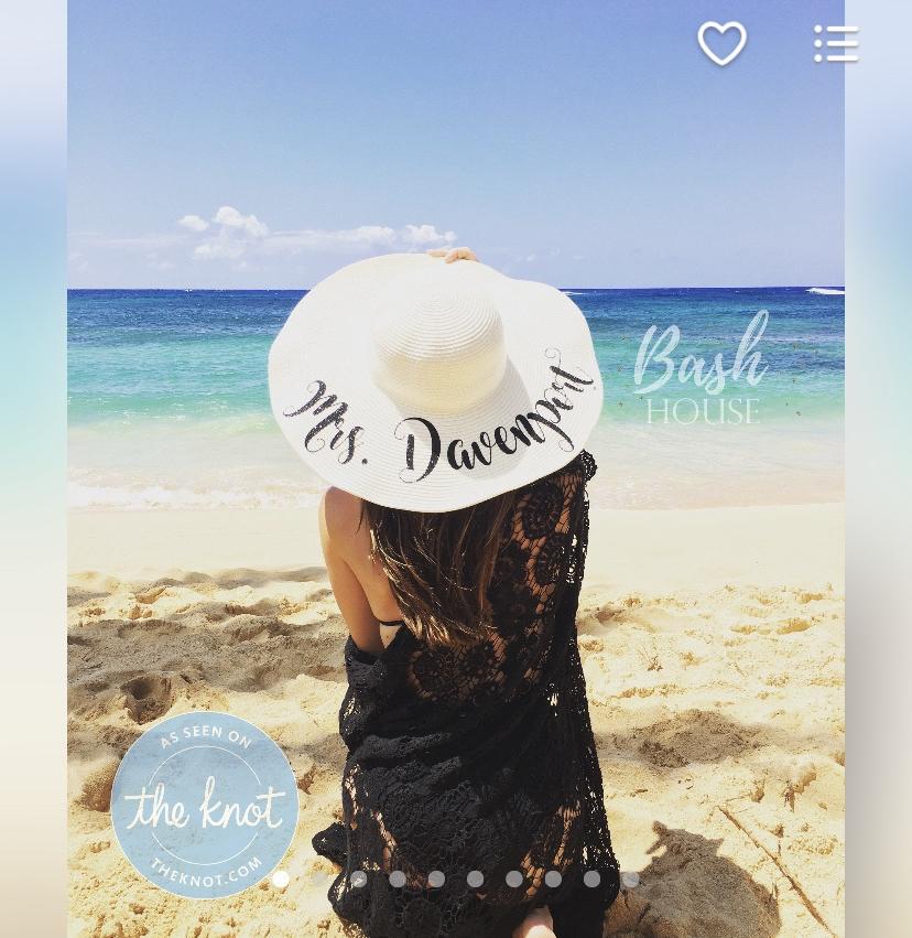 Mrs. Floppy Hat, Custom Floppy Hat, Floppy Sun Hat, Newly Engaged Gift, Mrs. Beach Hat Honeymoon Personalized Bride Gift straw - FH3HTV