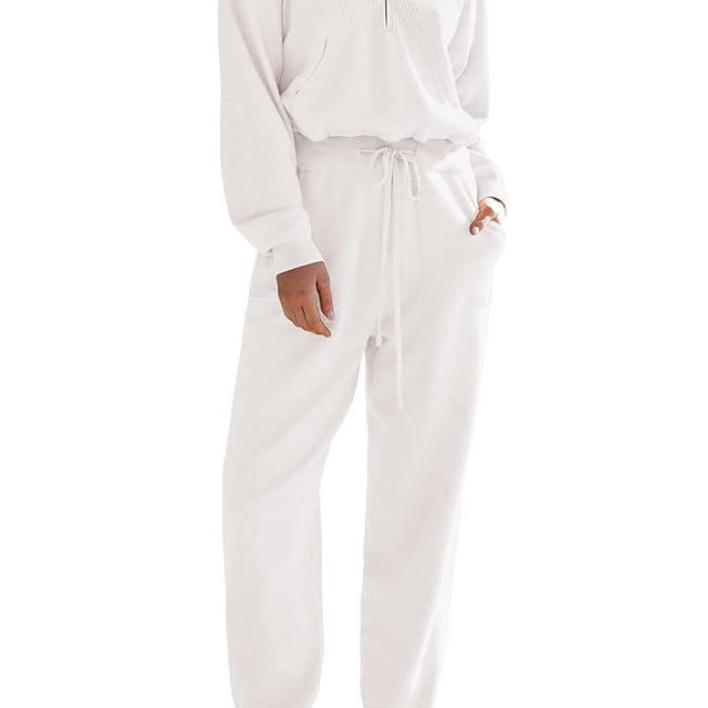 PRETTYGARDEN Women's 2 Piece Sweater Set Pullover Zip Up Sweatshirt Jogger Sweatpants Tracksuit Casual Outfit