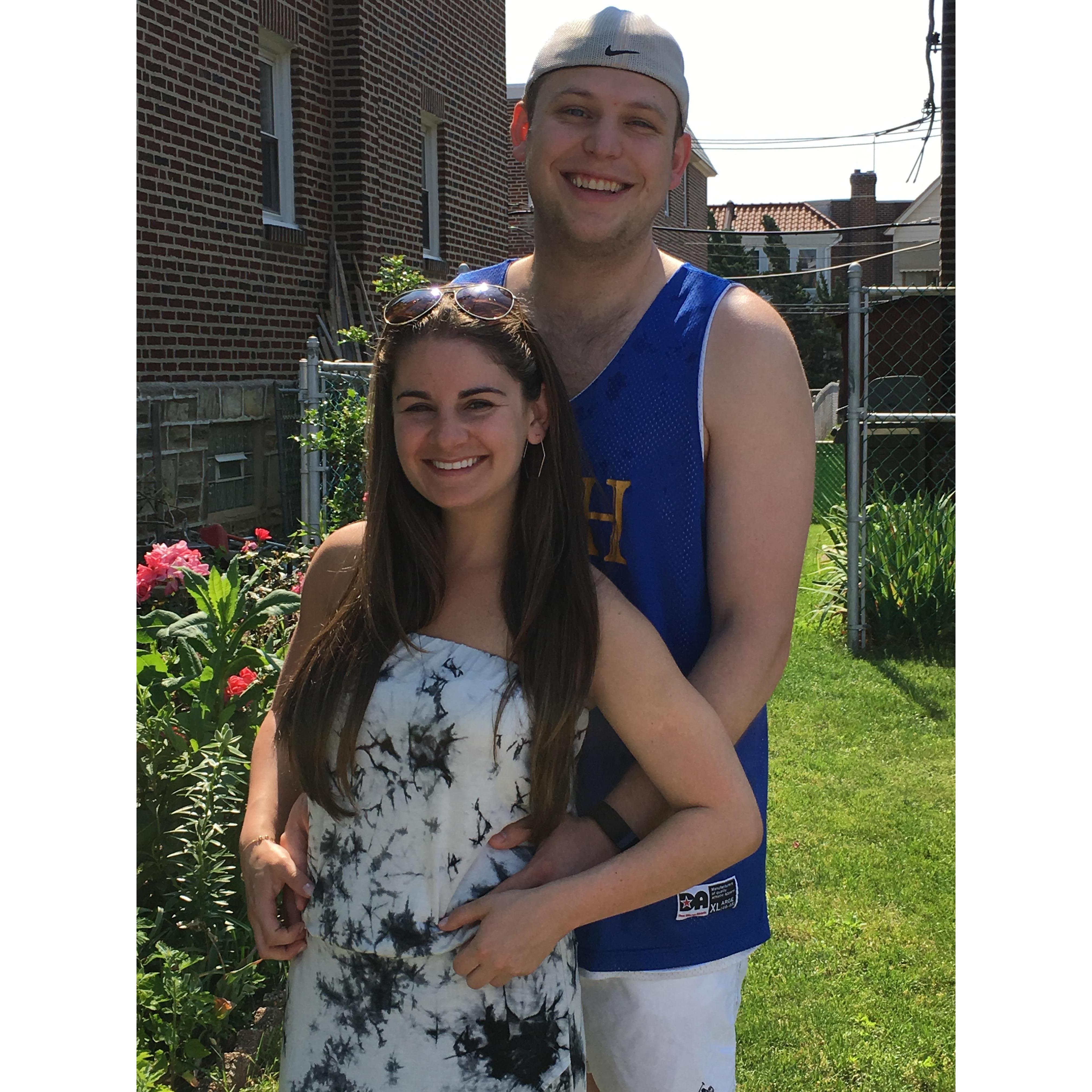 Posing with Eric in his frat gear