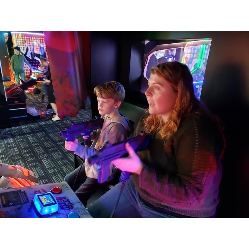 Oliver and Kelsey destroying some zombies.