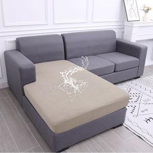 hyha Waterproof Couch Cushion Covers, Sectional Sofa Cushion Slipcovers L Shape, Thick Stretch Jacquard Fabric, Washable Chaise Lounge Cover with Elastic Bottom (1 Piece for Chaise, Taupe)