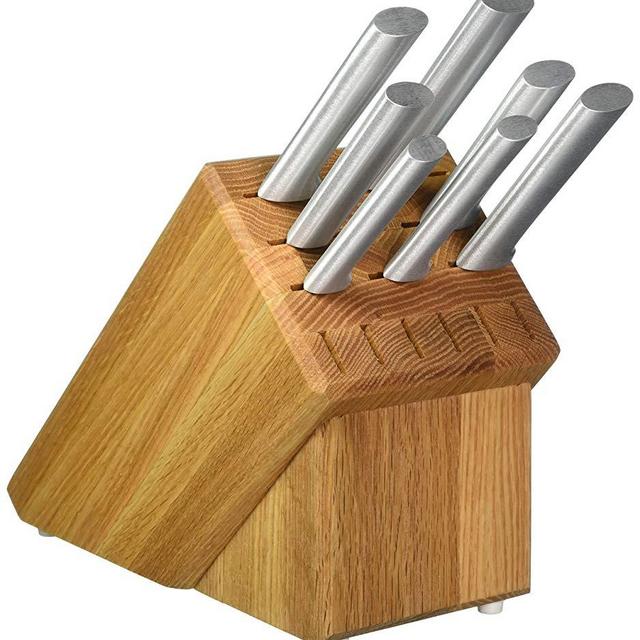 Rada Cutlery S58 Oak Block 7 Pc Stainless Steel Kitchen Knife Set with Aluminum Handles
