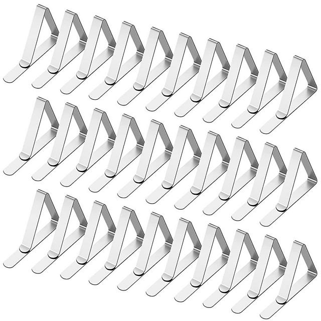 HOOSUN Tablecloth Clips 30 Packs Stainless Steel Picnic Table Cover Clamps for Kitchen Dining Party Outdoor Wedding and Picnics, Table Cloth Holder & Skirt Clips