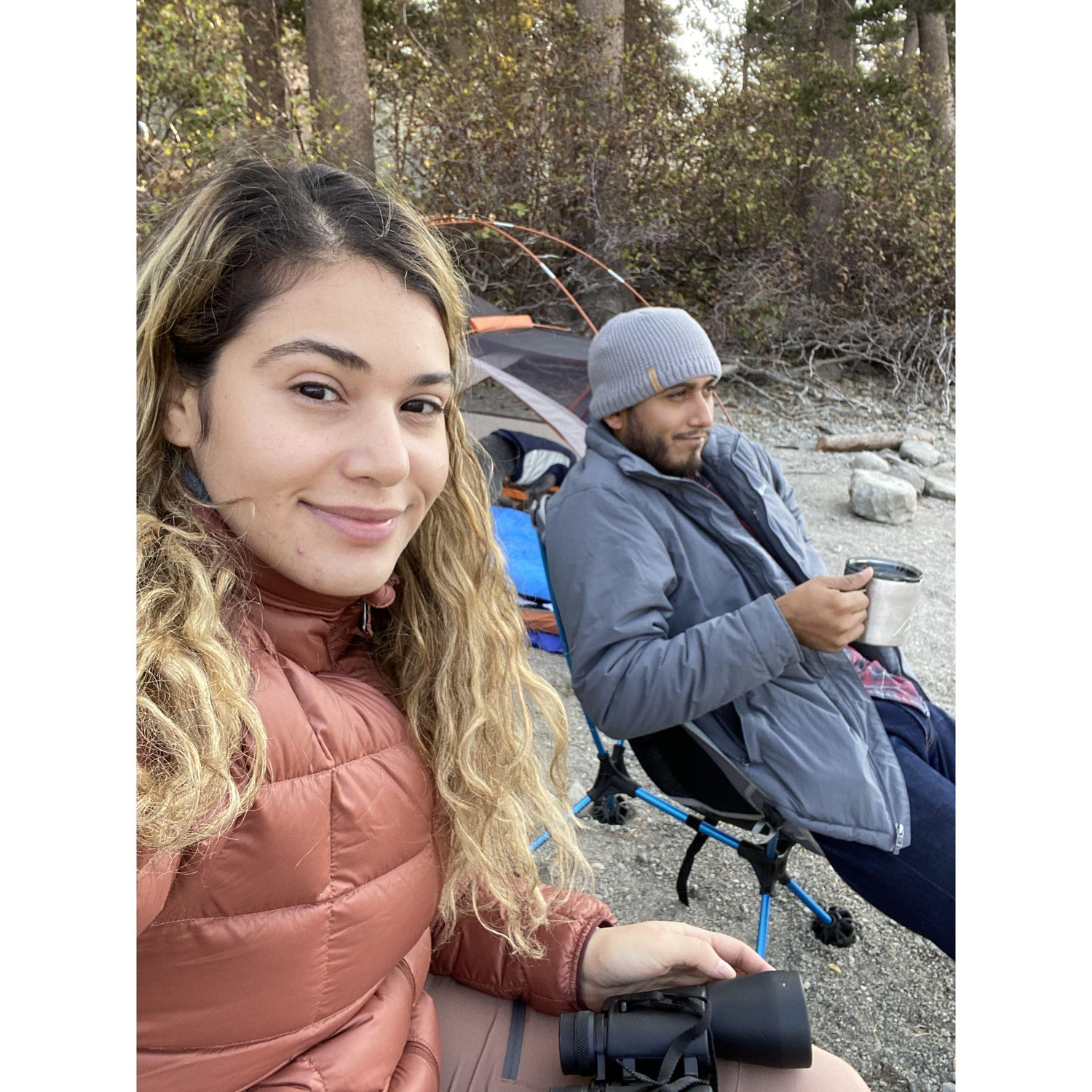 Right before a huge brown bear visited our campsite and ate all of our snacks, October 2020.
