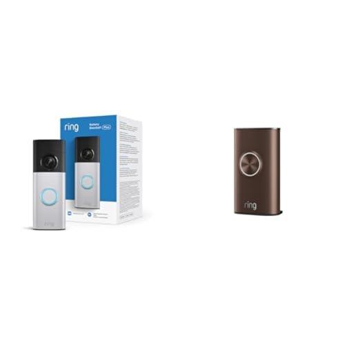 Ring Battery Doorbell Plus (newest model), Retinal 2K with wide-angle video, up to 6x Enhanced Zoom, Night Vision, and Quick Release Battery Pack, Polished Mocha