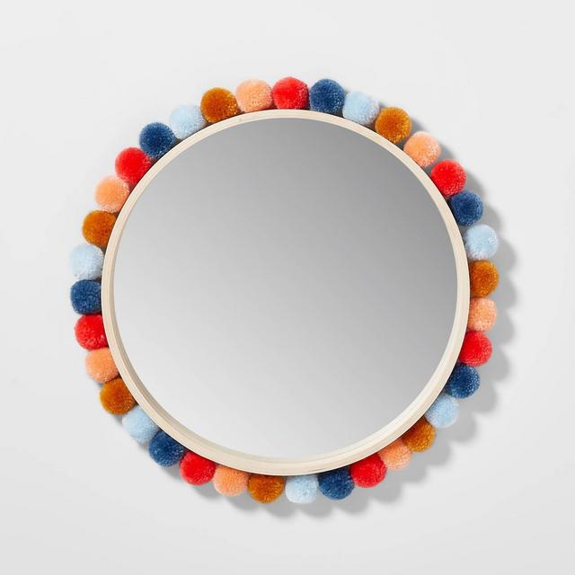 19" Round Colorful Pom-Pom Mirror - Pillowfort™