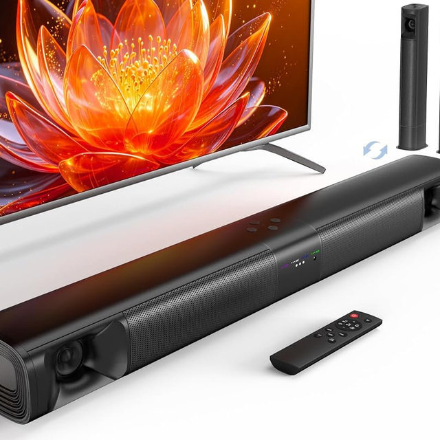 WebsLand Sound Bar for Smart TV, 80W Surround Sound System, 2-in-1 Detachable Design, 2.0 Channel Soundbar, Dual Woofers & Dual Silk Horn Tweeters, Bluetooth5.3 ARC AUX Optical Home Theater Speaker