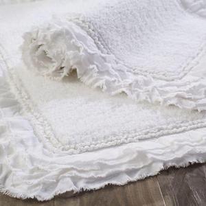 Frayed Edge White 21x34 Bath Rug