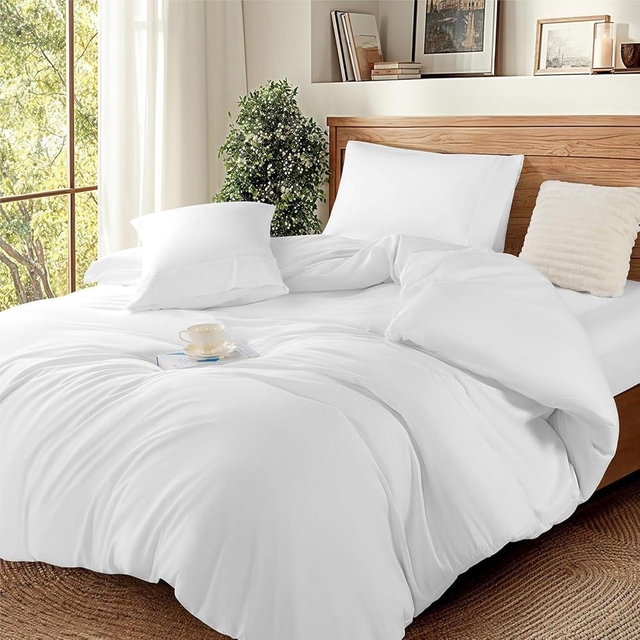 DEITAS 100% Cotton Duvet Covers - 1200 Thread Count, Luxury Egyptian Cotton Comforter Cover, Hotel Bedding Duvet Covers 3 Piece (Queen,White)