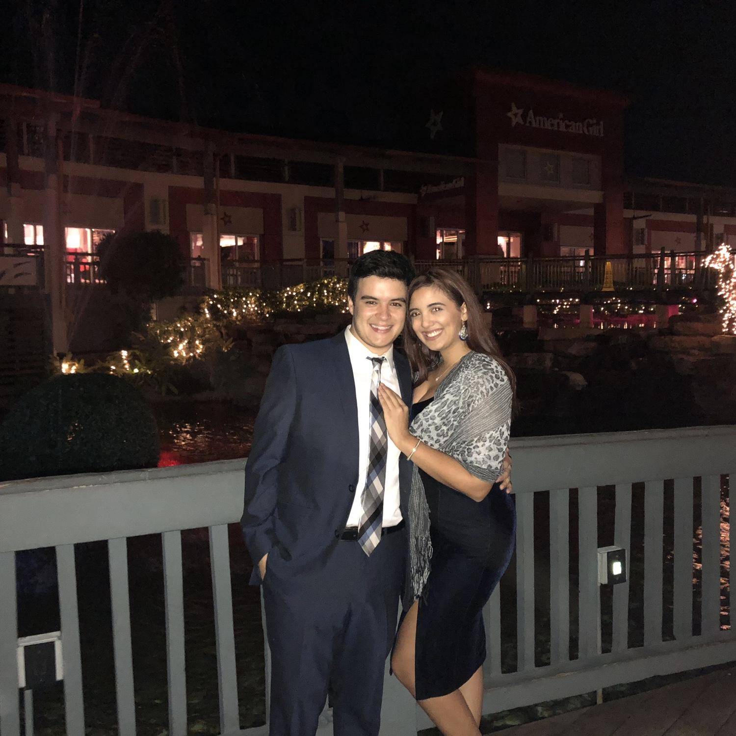 This was after the American Girl Winter Formal! 

Unfortunately, if you go to The Falls, you can no longer get pictures down here, so we're glad to have this memory!