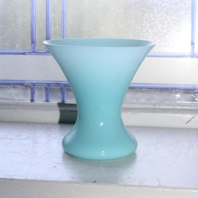 Vintage Morgantown Blue Opaline Glass Vase