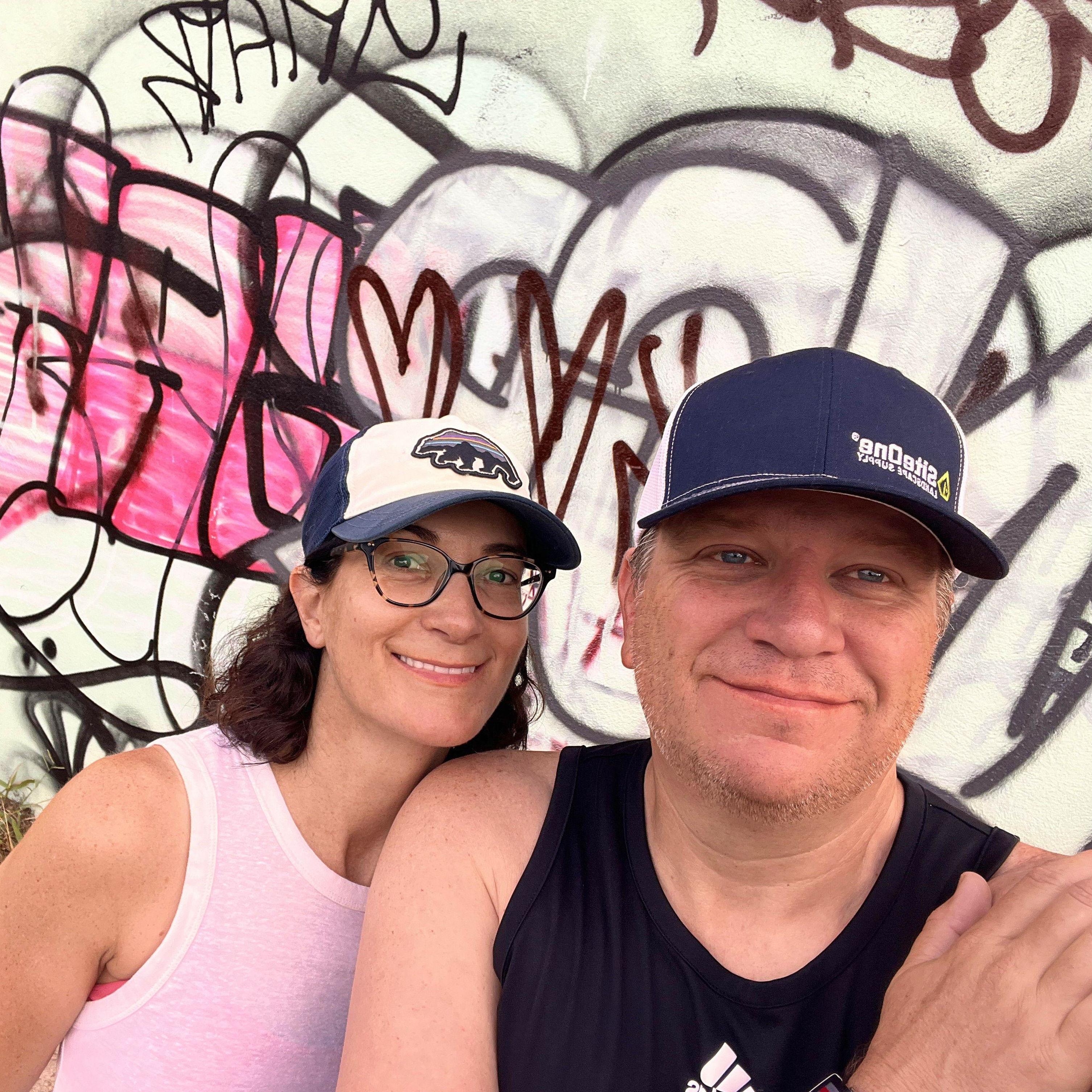 Grit, joy, and graffiti—three of our favorite things in one sweaty selfie. Hiking urban trails in Southwest Austin. 👟