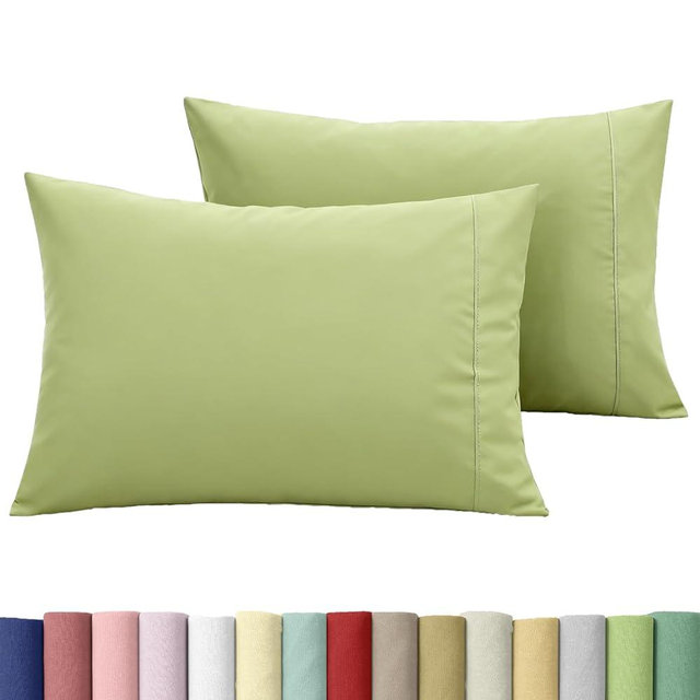 WINLIFE King Size Pillowcases Set of 2, 100% Cotton King Pillow Cases, 20×36 inches, Soft and Breathable Pillow Case Envelope, Apple Green