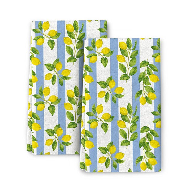 Lemon Kitchen Towels for Summer Kitchen Decor, Decorative Dish Towels Set of 2, Soft Absorbent Yellow Bathroom Hand Towels Tea Towels for Kitchen Drying Farmhourse Decoration