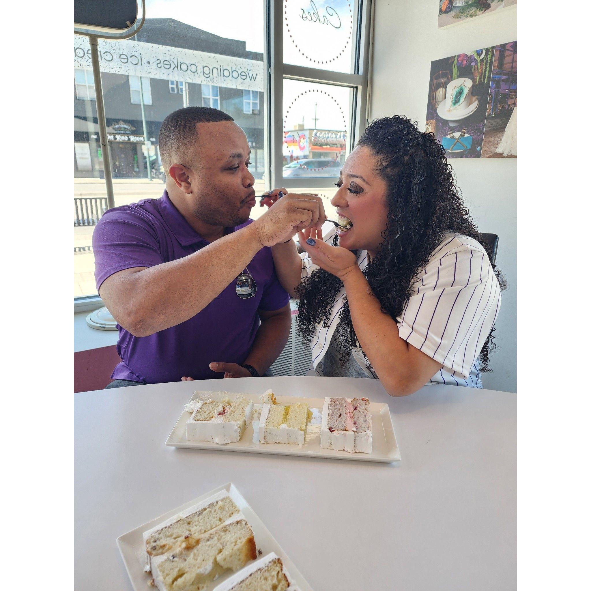 Practicing our first bite