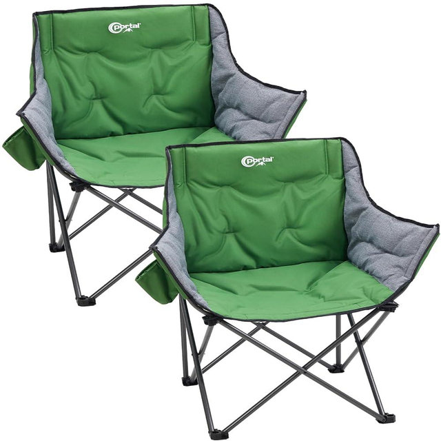PORTAL 32In Extra Wide Camping Chair for Adults, Oversized Folding Chair with Cup Holder & Carry Bag, Heavy-Duty Outdoor Chair Supports 350 lbs, Portable for Camping, Lawn, Patio