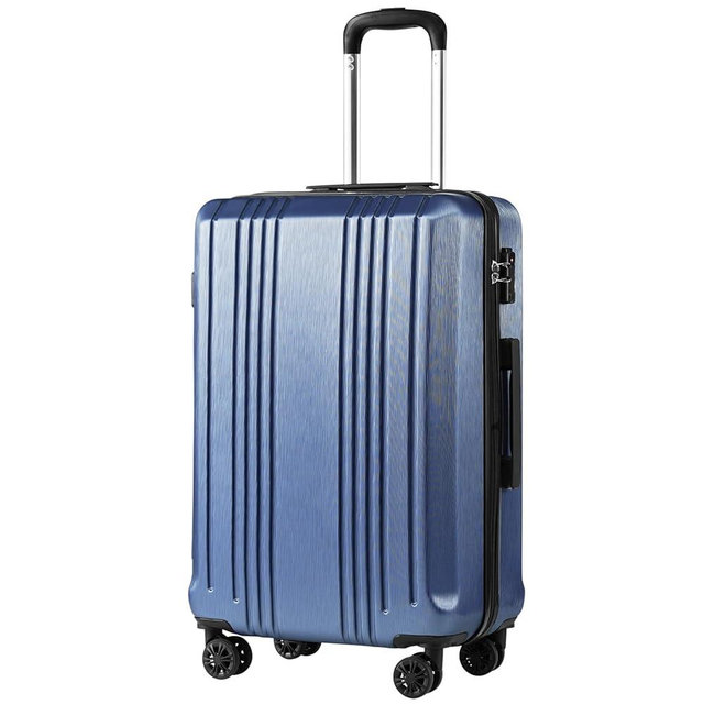 Coolife Luggage Suitcase PC+ABS with TSA Lock Spinner Carry on Hardshell Lightweight 20in 24in 28in(ice blue, S(20in_carry on))