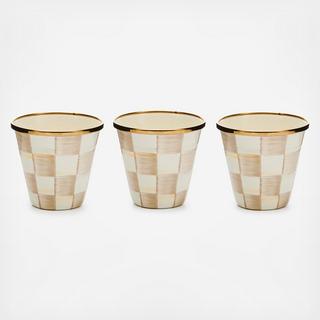 Mocha Check Herb Pots, Set of 3