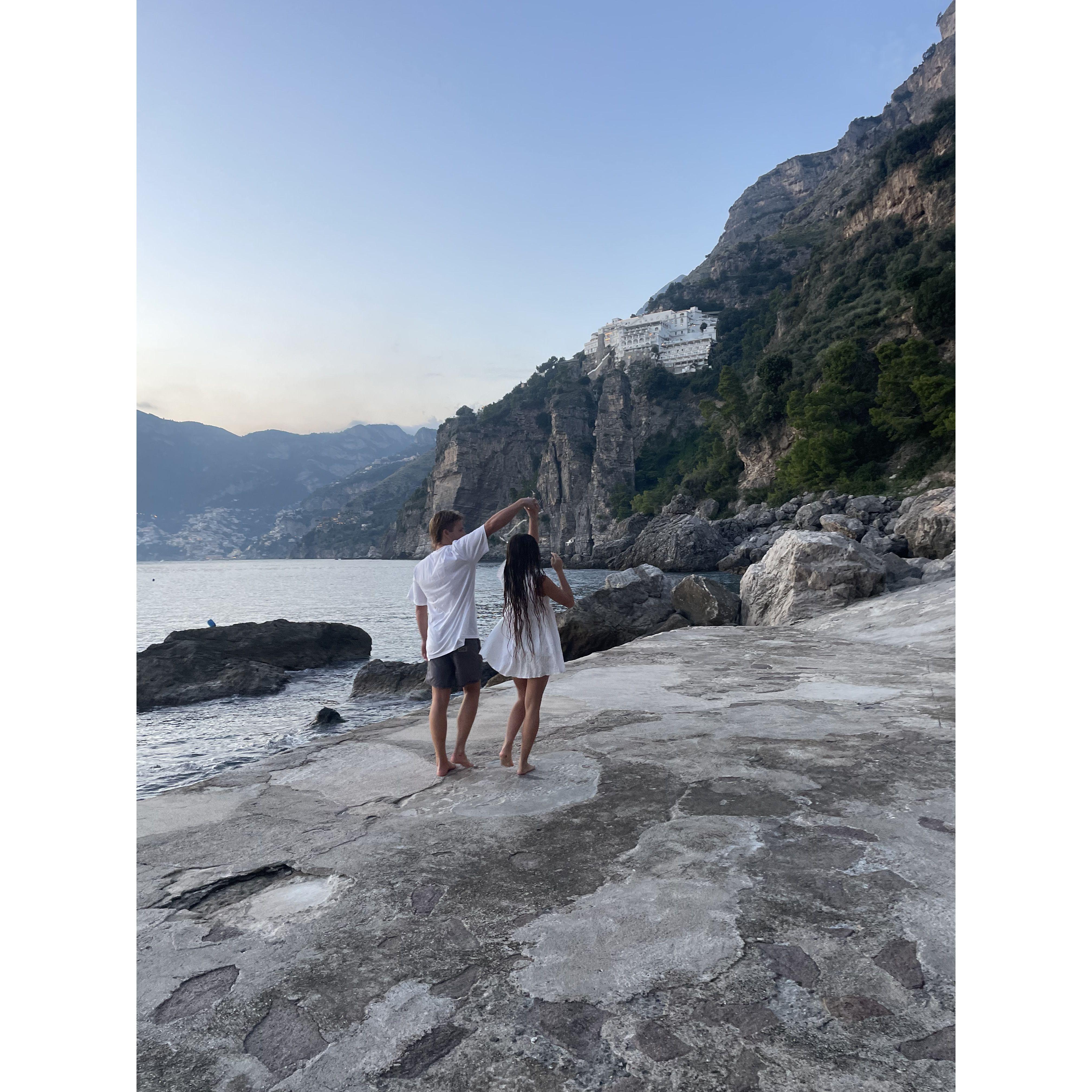 Right after JT proposed in Positano, Italy.