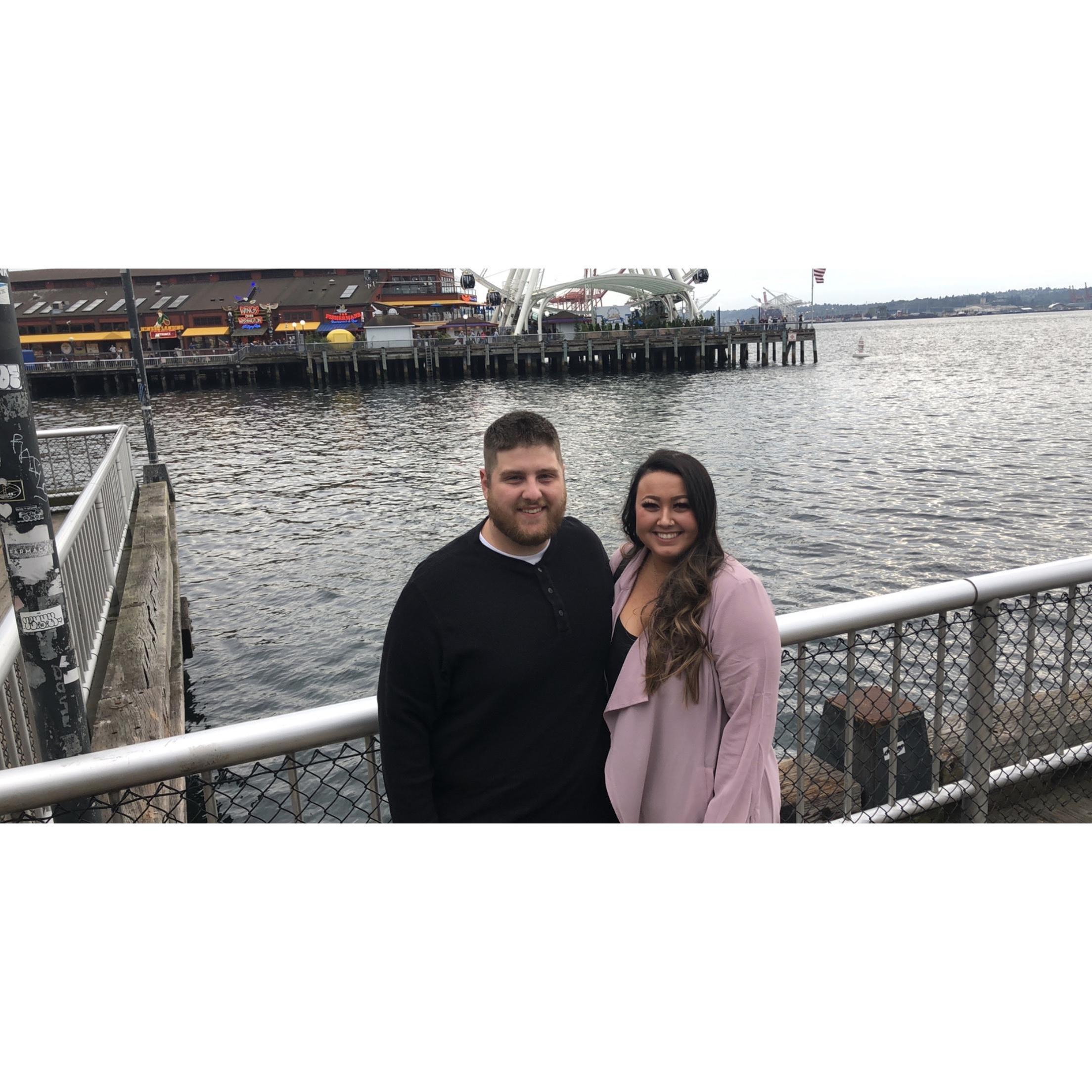 T-Minus 3 minutes until he popped the question. A stranger offered to take this picture for us.