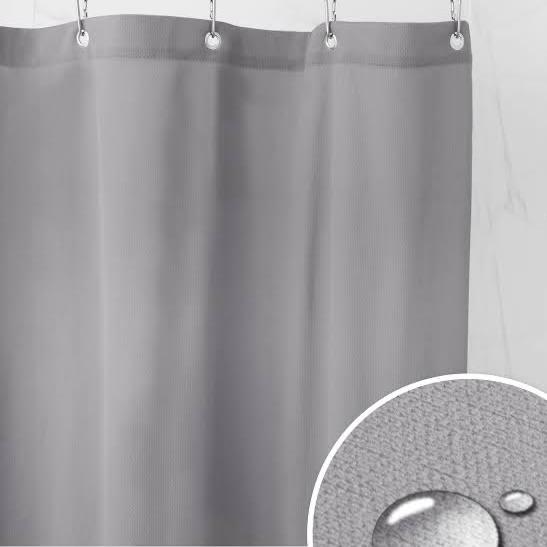 AmazerBath Plastic Shower Curtain, 72 x 72 Inches PEVA Heavy Duty Grey Shower Curtain, Waterproof Heavy Weight Thick Bathroom Curtain with 3 Big Clear Weighted Stones and 12 Rustproof Grommet Holes