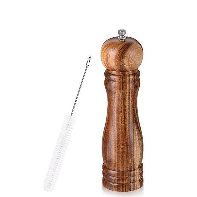 Salt and Pepper Mill [One Year Warranty],UMIKAkitchen Solid Wood Pepper Mill with Strong Adjustable Ceramic Grinder 8"