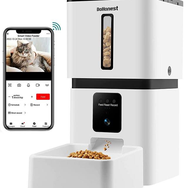 Automatic Cat Feeders with Camera, 8L Smart 5G WiFi Dog Feeder 1080P HD Video Night Vision 2-Way Audio APP Control