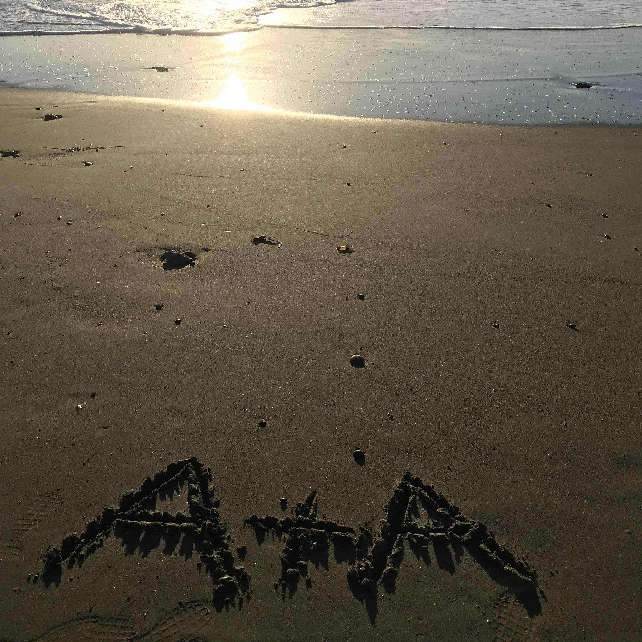 Our first trip together was to Heart Castle. We stayed for 1 night. Our motel was right in the front of the beach so we went and wrote our initials in the sand, 2018.