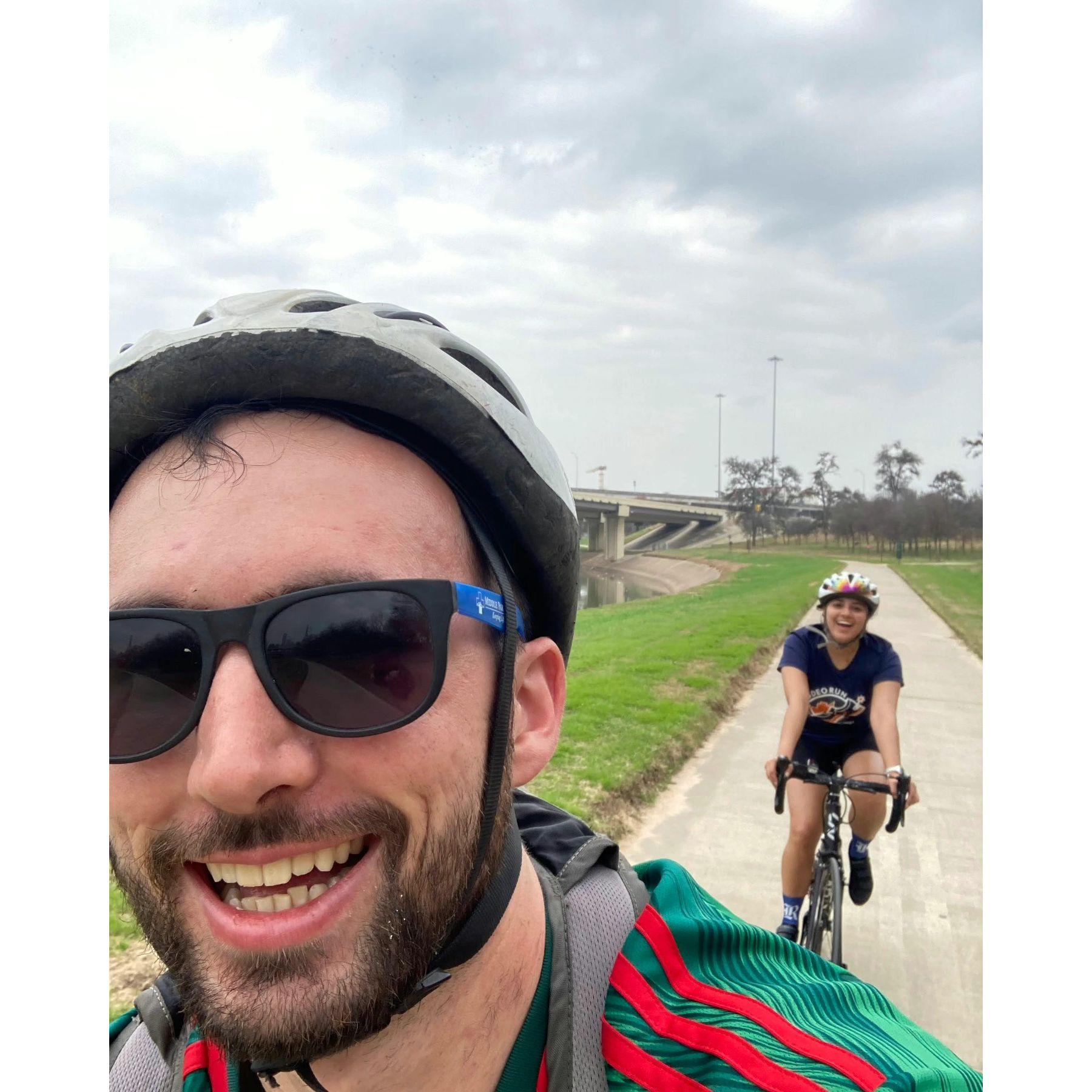 We like biking (although David misses mountain biking)