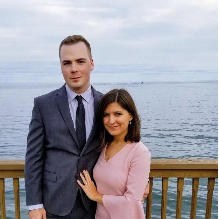 Dressed up for a close friend's wedding in our hometown