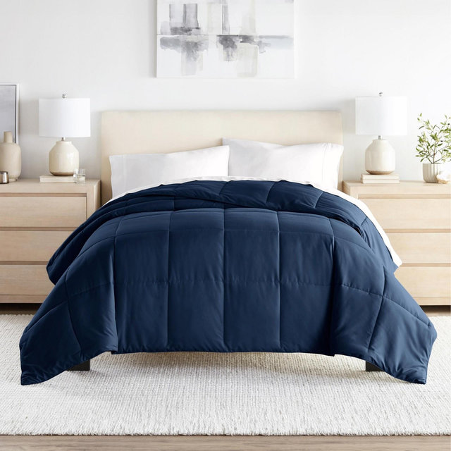 All Season Comforter Set Down Alternative Filling, Machine Washable - Becky Cameron™, King/California King, Navy