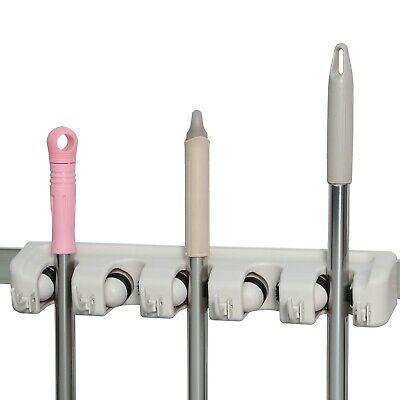 Details about  Mop Holder Hanger 5 Position Home Kitchen Storage Broom Organizer Wall Mounted