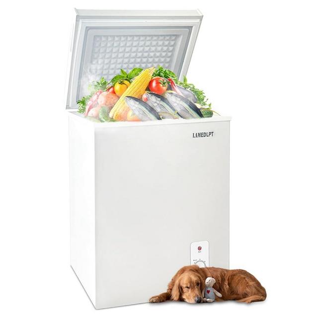 LAMEDLPT Small-Deep-Freezer-Chest 3.03 Cu Ft with Removable Basket, White Top Open Door Mini Chest Freezer With 5 Temperature Settings, Compact Freezer For Apartment Office And Kitchen