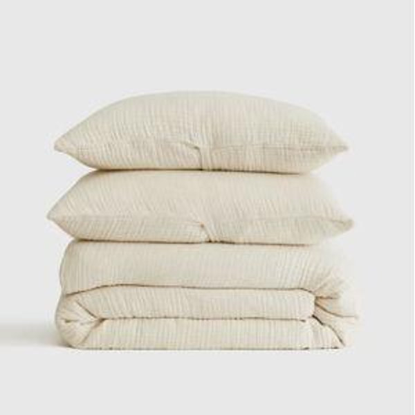 Organic Airy Gauze Duvet Cover Set - Undyed, King/Cal King
