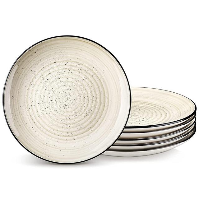 vancasso Bonbon Beige Dinner Plates Set of 6, 10.5 Inch Dish Set, Microwave & Dishwasher Safe