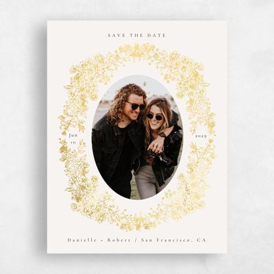 Light Oatmeal, Beige Wedding Save the Date - Sawyer Photo Foil
